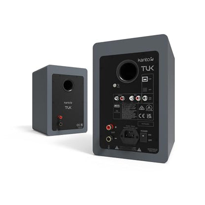 Kanto TUK Powered Speaker with Headphone Out | Built-in USB DAC | Dedicated RCA with Phono Pre-amp | Bluetooth | AMT Tweeter | 5.25" Driver | Pair | Matte Grey - color: Matte Grey