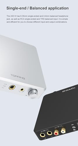 Topping A50 III NFCA Headphone amp Pre-Amplifier - SE/BAL Input 6.35mm Single-dended 4.4mm Balanced Jack 3500mW x2 Powerful Output (A50III Black) - color: A50III BLACK