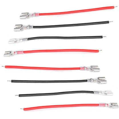 6.3mm Quick Female Spade Wire 18 Awg Splice Connectors Speaker Single Head Crimp Terminal Insulation Sleeve with Red and Black Wires Assortment Kit(25 Each Red and Black)