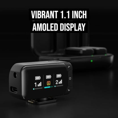 RØDE Wireless Micro - Compact Wireless Microphone Camera Kit, Two Mics with Camera Receiver, Smartphone Receiver, and Charge Case for Content Creation - USB-C, Black | 2.4 GHz digital signal with GainAssist and charging case for cameras, smartphones and c