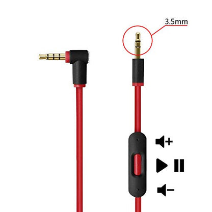 Original Replacement AUX Audio Cable Cord for Beats by Dre Headphones Solo/Studio/Pro/Detox/Wireless with MIC Red+Replacement Charger Cable for Beats by Dr Dre and Pill