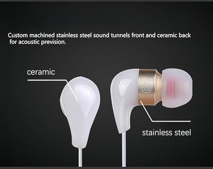 CE10S in-Ear Headphones, Noise Isolating, HiFi Stereo with Mic, Compatible with Smartphones (White)