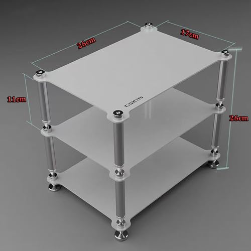 Desktop HiFi Audio Rack Metal Small AV Media Stand 3-Tier Desk Shelf Organizer Stereo Component Tower Cabinet Split Rack Holds for CD Record