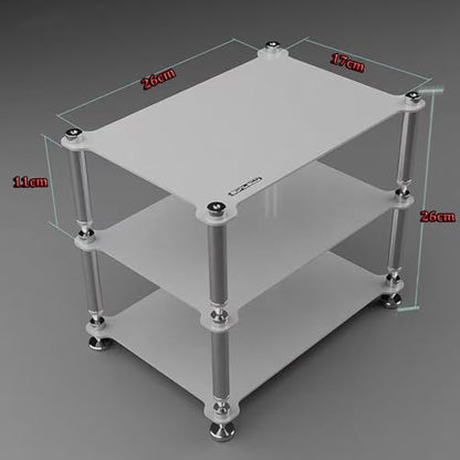 Desktop HiFi Audio Rack Metal Small AV Media Stand 3-Tier Desk Shelf Organizer Stereo Component Tower Cabinet Split Rack Holds for CD Record