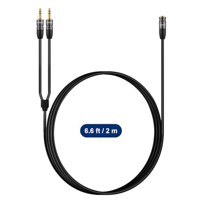 J&D 3.5 mm to 2X 3.5 mm Cable, Gold Plated Joint Copper Shell Heavy Duty 3.5mm 1/8 inch TRS Female to Dual 3.5 mm 1/8 inch TRS Male Y-Splitter Stereo Audio Adapter Cable, 6.6 Feet - size: 6.6 Feet
