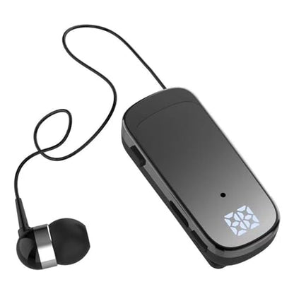 Jectse Retractable Earpiece, Retractable Headset Clip On Bluetooth Earphone with LED Battery Display, Single in Ear Headphone for Sports Business Trucker Driver (Gradient Black)
