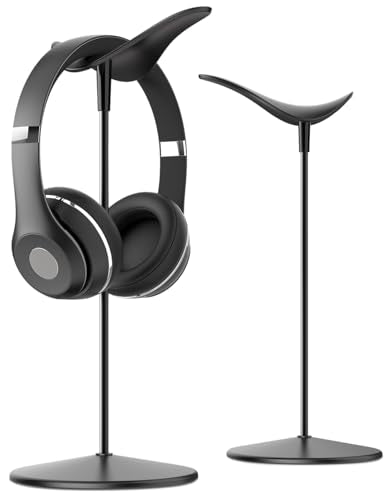 Lamicall Headphone Stand Desktop Headset Holder, Elegant Earphone Stand | Unique Appearance Design, Ultra Sturdy, Multi-Scenario Use for All Headset like Airpods Max, HyperX, Beats, Senn heiser - color: Black