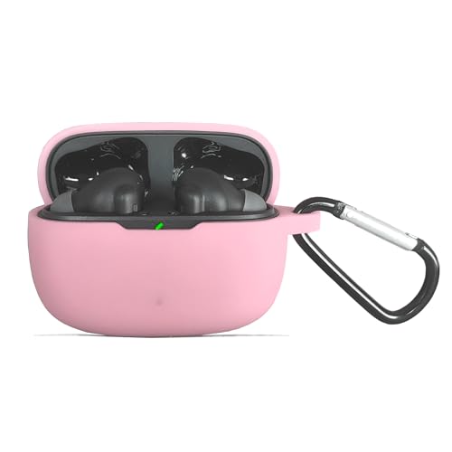 Silicone Case for JBL Vibe Beam 2, JBL Vibe Beam, JBL Vibe 200TWS True Wireless Headphones, Premium Shockproof Case Cover with Carabiner. (Pink) - color: Pink