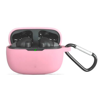 Silicone Case for JBL Vibe Beam 2, JBL Vibe Beam, JBL Vibe 200TWS True Wireless Headphones, Premium Shockproof Case Cover with Carabiner. (Pink) - color: Pink