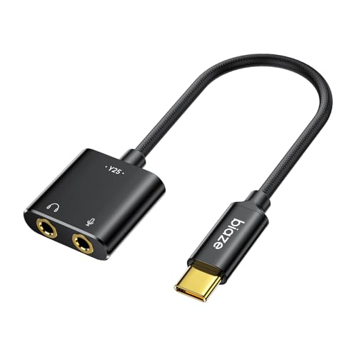 USB C to 3.5mm Jack Audio Adapter External Sound Card with 3.5mm Headphone and Microphone TRS Jack to USB C Compatible with Windows, Laptops, Desktops Windows, MAC, Linux, PC, PS5, PS4 - color: B-Black