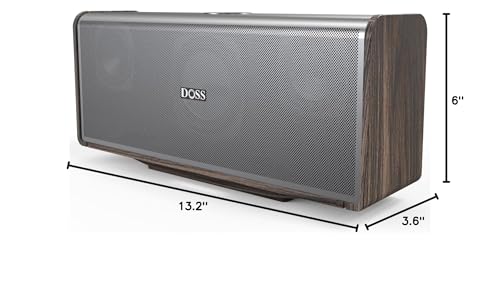 DOSS SoundBox Ultra Bluetooth Speaker, 2.1 Channel Audio, Deep Bass - Grey | 80W Powerful Sound, Wood-Grain Design, Dual DSP Tech, 18H Playtime, Elegant Living Room Decor, BT 5.3, Home & Office use - color: Gray