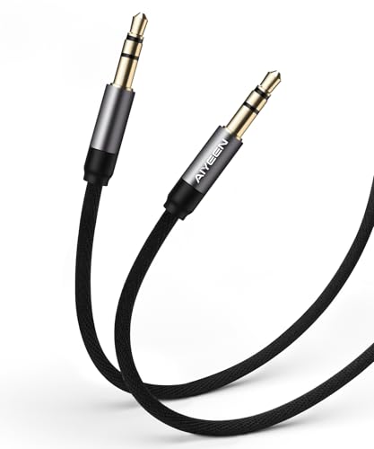 3.5mm Male to Male Audio Cable, 1M Nylon Braided Aux Cord with Gold-Plated Connectors & Aluminum Shell, Hi-Res Stereo Sound, Tangle-Free, for Car, Phone, Speaker, Headphones, Laptop - style: 3.5m-3.5m-AAC-1M