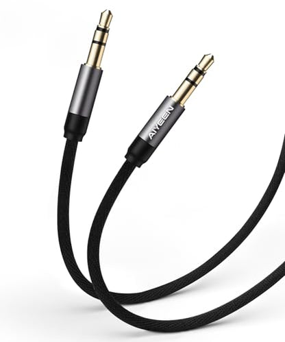 3.5mm Male to Male Audio Cable, 1M Nylon Braided Aux Cord with Gold-Plated Connectors & Aluminum Shell, Hi-Res Stereo Sound, Tangle-Free, for Car, Phone, Speaker, Headphones, Laptop - style: 3.5m-3.5m-AAC-1M
