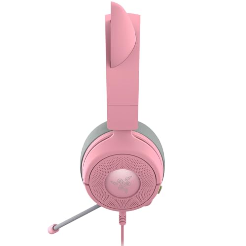 Razer Kraken Kitty V3 X Wired Gaming Headset, Kitty Ears, Pink | HyperClear Cardioid Mic, 40 mm Drivers, 7.1 Surround Sound, Comfy Ear Cushions, Cross-Platform via 3.5mm PC, PS5, Xbox - color: Quartz Pink