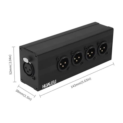 3Pin XLR 1 Female to 4 Male Splitter,4Way XLR Single Input to Four Output Parallel Connection Adapter,One Input to 4 Output Audio DMX Adapter - color: XLR 1 F TO 4M Adapter