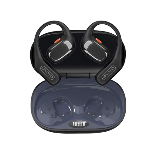 X52 Open Ear Headphones, Bluetooth 6.0 | Wireless Earbuds with Earhooks, Anti-Accidental Touch, LED Display, 30H Playtime, Sport Headphones for Running Workout, Black - color: Black