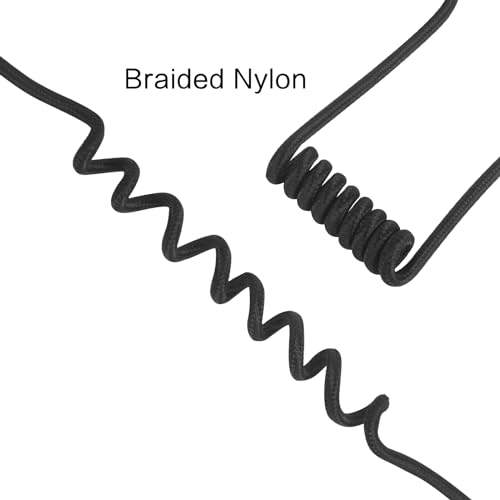 WODASEN Replacement Braided Nylon Fiber Acoustic Coil Tube Moisture Resistant Waterproof Color for Radio Earpiece (PureBlack-1) - color: PureBlack-1