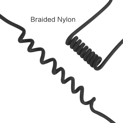 WODASEN Replacement Braided Nylon Fiber Acoustic Coil Tube Moisture Resistant Waterproof Color for Radio Earpiece (PureBlack-1) - color: PureBlack-1