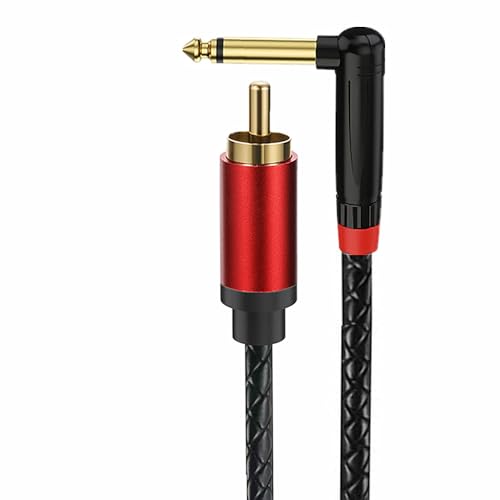 6.35mm Right Angle to RCA Cable, RCA Male to 1/4 inch Male Mono TS Audio Soft Leather Cable,Gold-Plated Connectors for Guitar,Amplifiers,Speaker (1.64FT) - size: 1.64FT