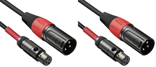 3 Pin Mini XLR Female (TA3F) to Regular XLR Male Pro Lapel Microphone Cable - 1ft (Pack of 2) - size: 1 feet (Pack of 2)