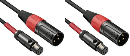 3 Pin Mini XLR Female (TA3F) to Regular XLR Male Pro Lapel Microphone Cable - 1ft (Pack of 2) - size: 1 feet (Pack of 2)