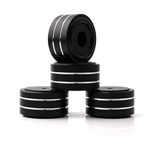 4Pcs Audio Isolation Feet Load 400KG Anti Vibration Pads 40 * 20mm(Black) | Aluminum Hifi Isolation Footer with Threaded Screw&Adhesive fit Speaker/amplifier/turntable/subwoofer/Record Player/Equipment - color: Black