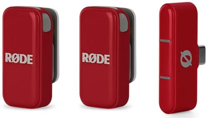 RØDE Wireless Micro - Compact Wireless Microphone, Two Mics with Charge Case for Smartphone Content Creation - USB-C, Red | Two Mics with Charge Case for Smartphone Content Creation, USB-C, Red - color: USB-C Red