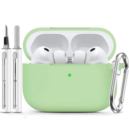 Ljusmicker for AirPods Pro 3 Case 2025 with Cleaner Kit,Pastel Green | Soft Silicone Protective Cover for Apple AirPod Pro 3rd Generation Case with Keychain for Women Men,Shockproof - color: B1-Pastel Green