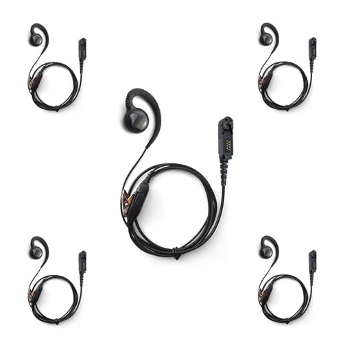 PROMAXPOWER [5-Pack] 1-Wire C-Shape Swivel Earpiece with PTT Mic for Motorola Two-Way Radios XPR3000, XPR3300e, XPR3500e, DP2600, DEP550, MTP3550, XiR-E8600, XiR-P6628 - size: 5-Pack