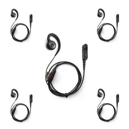 PROMAXPOWER [5-Pack] 1-Wire C-Shape Swivel Earpiece with PTT Mic for Motorola Two-Way Radios XPR3000, XPR3300e, XPR3500e, DP2600, DEP550, MTP3550, XiR-E8600, XiR-P6628 - size: 5-Pack