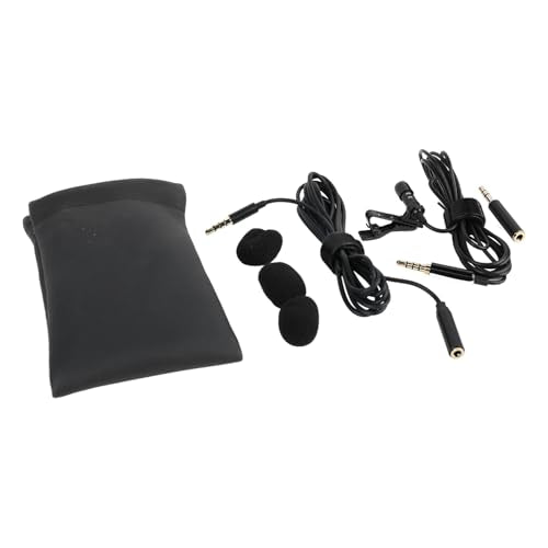 Keenso 360 Degree Clamp/Holder On Lavalier Lapel Mic Windscreen 3.5mm Interface Long Cable for Clear Sound Pickup Wired Microphone Black