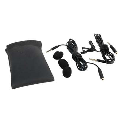 Keenso 360 Degree Clamp/Holder On Lavalier Lapel Mic Windscreen 3.5mm Interface Long Cable for Clear Sound Pickup Wired Microphone Black