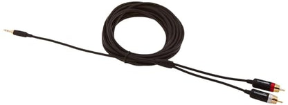 Amazon Basics 3.5mm Aux to 2 RCA Audio Cable for Amplifiers, Active Speakers, Smartphones, Tablet with Gold-Plated Plugs, Stereo Audio, 15 Feet/4.6 m, Black - size: 15 Feet