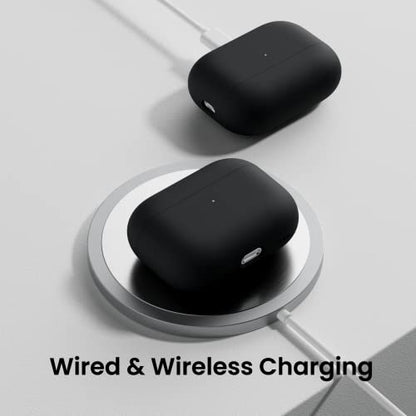 ORNARTO Compatible with AirPods Pro 2 Case 2022, Full Protective Hybrid Silicone for AirPods Pro 2nd Generation Case, Front LED Visible Skin Cover-Black | Hybrid Silicone Rubber, Front LED Visible, Wireless Charging, Skin-Friendly Soft Touch, Anti-Scratch