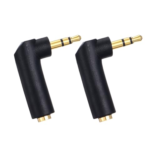 3.5mm Angle Male to Female Audio Adapter, 2 PCS 90 Degree Right Angle Gold-Plated TRS Stereo Jack Plug AUX Connector 3.5mm 1/8" Audio Adapter Compatible with Headset, Tablets, MP3 Players, Speakers
