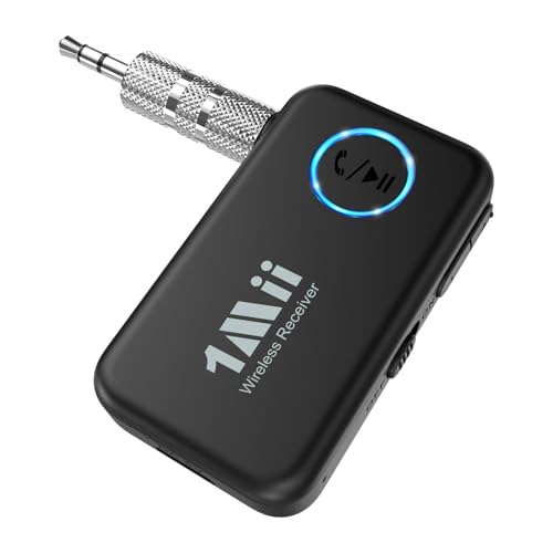 1Mii Bluetooth 5.3 Receiver for Car, AUX Bluetooth Car Adapter | Wireless Audio Receiver for Home Stereo/Wired Headphones, Volume Control, Hands Free Calls, 16H Battery Life - style: ML100 (Standard)