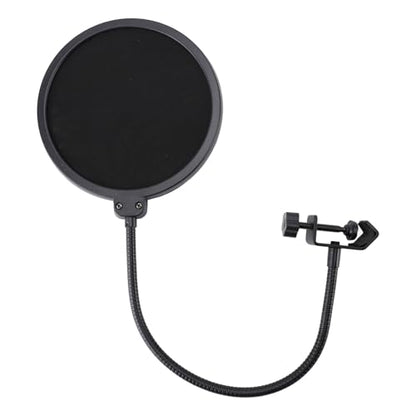 Pop Filter Windscreen Combo, Double Layered Nylon Mesh Microphone with Gooseneck Clip for Blue