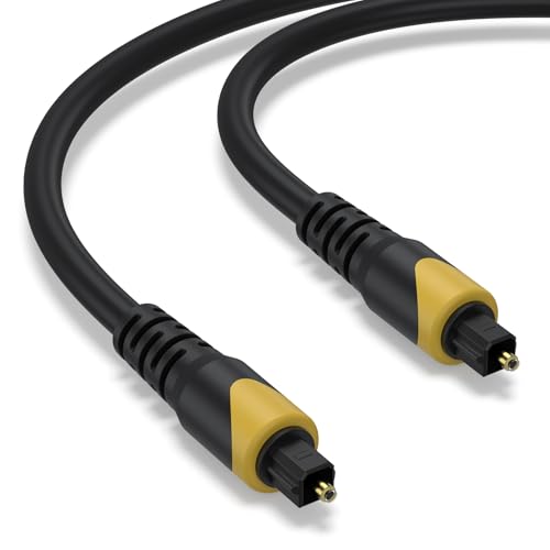 Amzpas 2M/6.6FT Optical Cable, Gold-Plated Digital Toslink Cable, SPDIF Cord Extension, Plug Fiber Optic Cord Compatible with Soundbar and TV, Home Theater, or Game Console - size: 2M