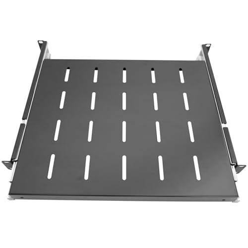 GlobalRack 1U Sliding Shelf,14-22" Adjustable, Double-Sided, Soft-Close - size: 350