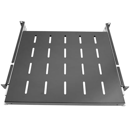 GlobalRack 1U Sliding Shelf,14-22" Adjustable, Double-Sided, Soft-Close - size: 350