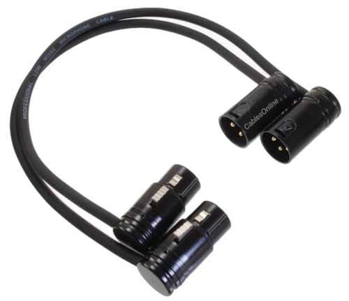 CablesOnline, 2-Pack 1ft. Low-Profile Slim Right-Angle 3-Pin XLR Male to Female Adjustable-Angle Microphone Cable, X3-0001-2