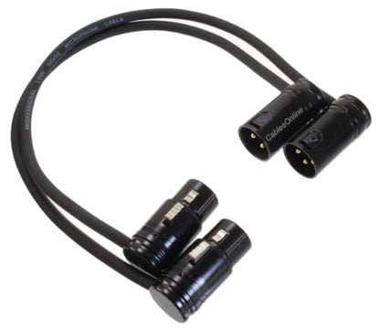 CablesOnline, 2-Pack 1ft. Low-Profile Slim Right-Angle 3-Pin XLR Male to Female Adjustable-Angle Microphone Cable, X3-0001-2
