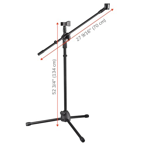 AW 2 Pack Microphone Boom Arm Stand Adjustable Tripod W/Phone Holder Dual | Mic Clip - color: Black-2 Mic Clips+Phone Holder, size: 2 pcs