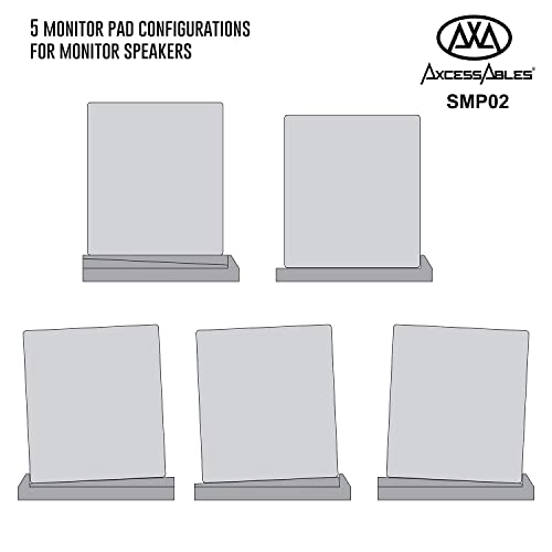 AxcessAbles Studio Speaker Isolation Pads for 6.5, 7, 8 Inch Studio Monitors | High Density Acoustic Foam Riser Prevents Vibrations Fits Most Stands | Isolation for Subwoofer, Large Speaker - 2 Pack - size: 6" to 8" Speakers