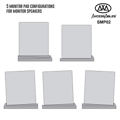 AxcessAbles Studio Speaker Isolation Pads for 6.5, 7, 8 Inch Studio Monitors | High Density Acoustic Foam Riser Prevents Vibrations Fits Most Stands | Isolation for Subwoofer, Large Speaker - 2 Pack - size: 6" to 8" Speakers