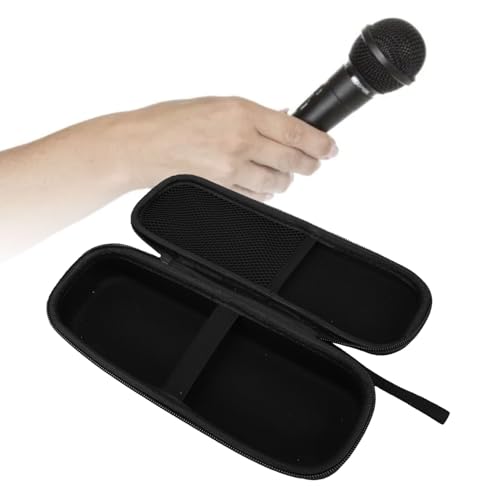 Hard Shell Wireless Microphone Case, Portable Shockproof Travel Bag for Handheld Mic, Compatible with 1 Transmitter Receiver Adapters Cables & Batteries