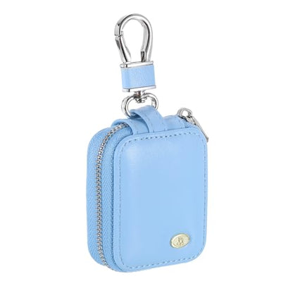 HARFINGTON Earbuds Cases, Earphone Case Holder, PU Leather Ear Buds Case Zipper Organizer Small with Mesh Pocket for USB Cable, Wireless Wired Earphones, Blue - color: Blue