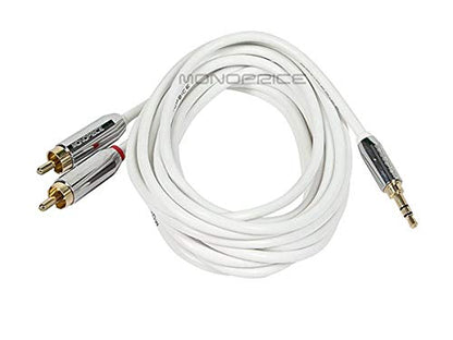 Monoprice Audio Cable - 10 Feet - White | Stereo Male to RCA Stereo Male Gold Plated Cable for Mobile - color: White, size: 10 Feet