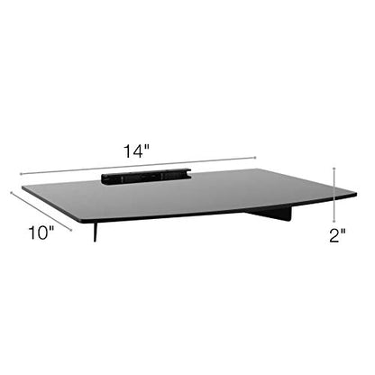 TechOrbits Glass Wall Shelf – Wall Mount Shelf for DVD Multi Media Components – Floating Entertainment Console
