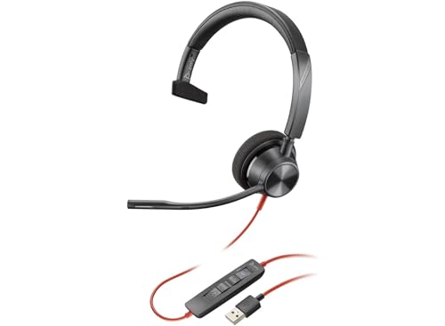 Plantronics Poly ( + Polycom) - Blackwire 3310 USB-A - Wired, Single Ear (Mono) Headset with Boom Mic - USB-A to Connect to Your PC and/or Mac - Works with Teams, Zoom & More,Black,BW3310 - style: 2020 Version (USB-A Only)